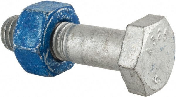 Hex Head Bolt: 1/2-13, 2" Length Under Head, Steel, Grade A325