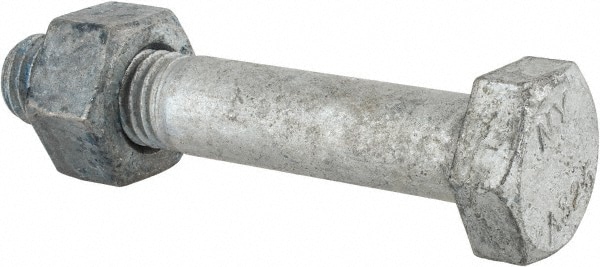Hex Head Bolt: 5/8-11, 3-1/2" Length Under Head, Steel, Grade A325