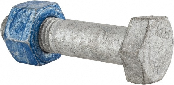 Hex Head Bolt: 3/8-16, 3-1/4" Length Under Head, Steel, Grade A325