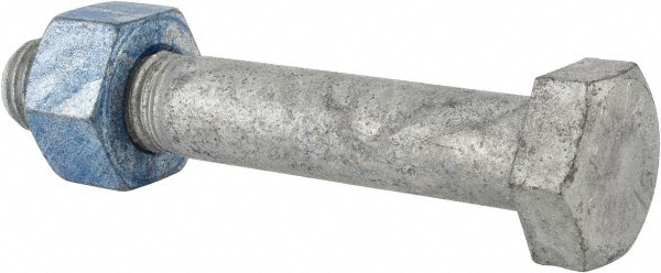 Hex Head Bolt: 3/4-10, 4-1/2" Length Under Head, Steel, Grade A325