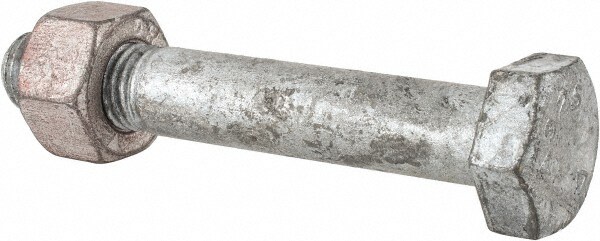 Hex Head Bolt: 3/8-16, 4-3/4" Length Under Head, Steel, Grade A325