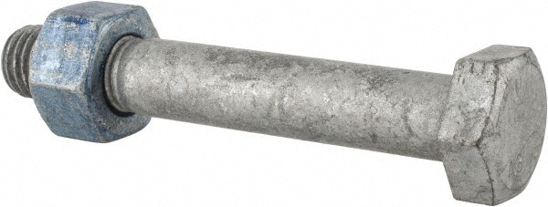 Hex Head Bolt: 3/8-16, 5" Length Under Head, Steel, Grade A325