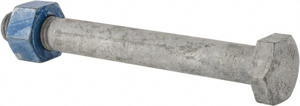 Hex Head Bolt: 3/4-10, 6-1/2" Length Under Head, Steel, Grade A325