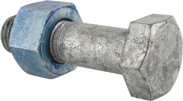 Hex Head Bolt: 7/8-9, 3-1/4" Length Under Head, Steel, Grade A325