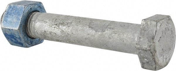 Hex Head Bolt: 7/8-9, 5-1/2" Length Under Head, Steel, Grade A325