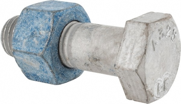 Hex Head Bolt: 1-8, 3-1/4" Length Under Head, Steel, Grade A325