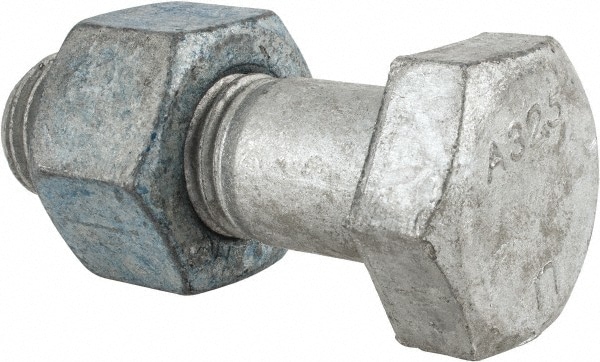 Hex Head Bolt: 1-1/8-7, 3-1/2" Length Under Head, Steel, Grade A325
