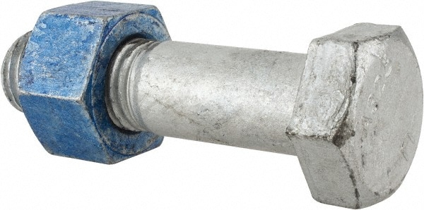 Hex Head Bolt: 1-1/8-7, 4-1/2" Length Under Head, Steel, Grade A325