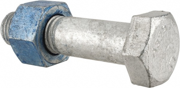 Hex Head Bolt: 1-1/8-7, 4-3/4" Length Under Head, Steel, Grade A325