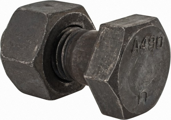 Hex Head Bolt: 7/8-9, 2-1/4" Length Under Head, Steel, Grade A490