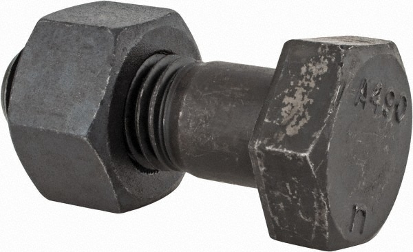 Hex Head Bolt: 7/8-9, 2-1/2" Length Under Head, Steel, Grade A490
