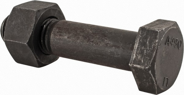Hex Head Bolt: 7/8-9, 4" Length Under Head, Steel, Grade A490