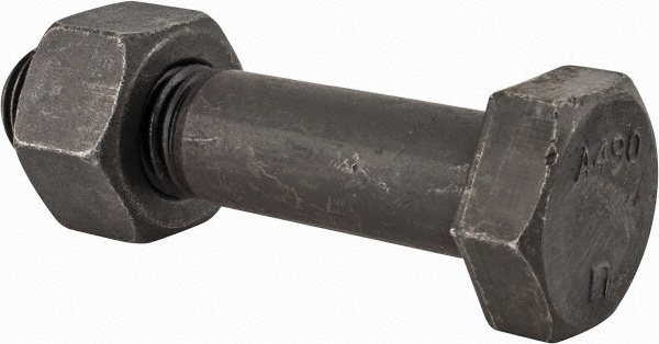 Hex Head Bolt: 1-8, 4-1/2" Length Under Head, Steel, Grade A490