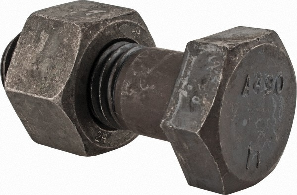 Hex Head Bolt: 1-1/8-7, 3-1/4" Length Under Head, Steel, Grade A490
