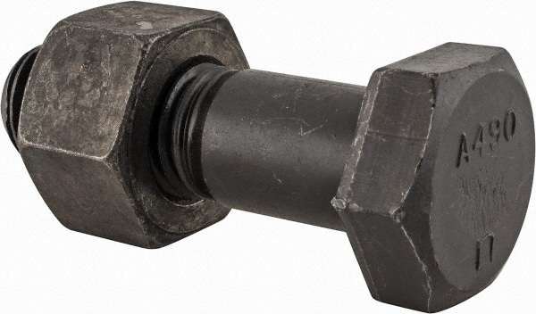 Hex Head Bolt: 1-1/8-7, 3-3/4" Length Under Head, Steel, Grade A490