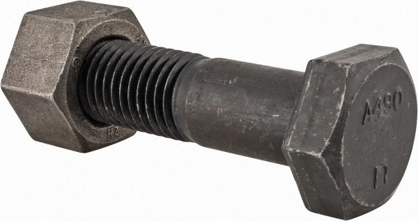 Hex Head Bolt: 1-1/8-7, 4" Length Under Head, Steel, Grade A490