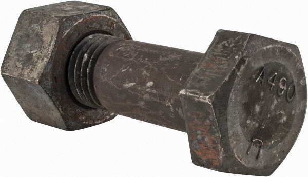 Hex Head Bolt: 1-1/8-7, 4-1/4" Length Under Head, Steel, Grade A490