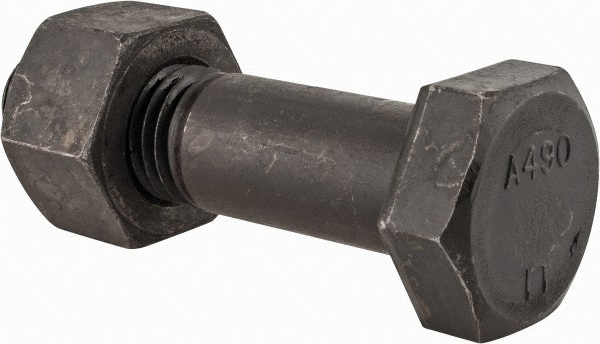 Hex Head Bolt: 1-1/8-7, 4-1/2" Length Under Head, Steel, Grade A490
