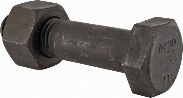 Hex Head Bolt: 1-1/8-7, 4-3/4" Length Under Head, Steel, Grade A490