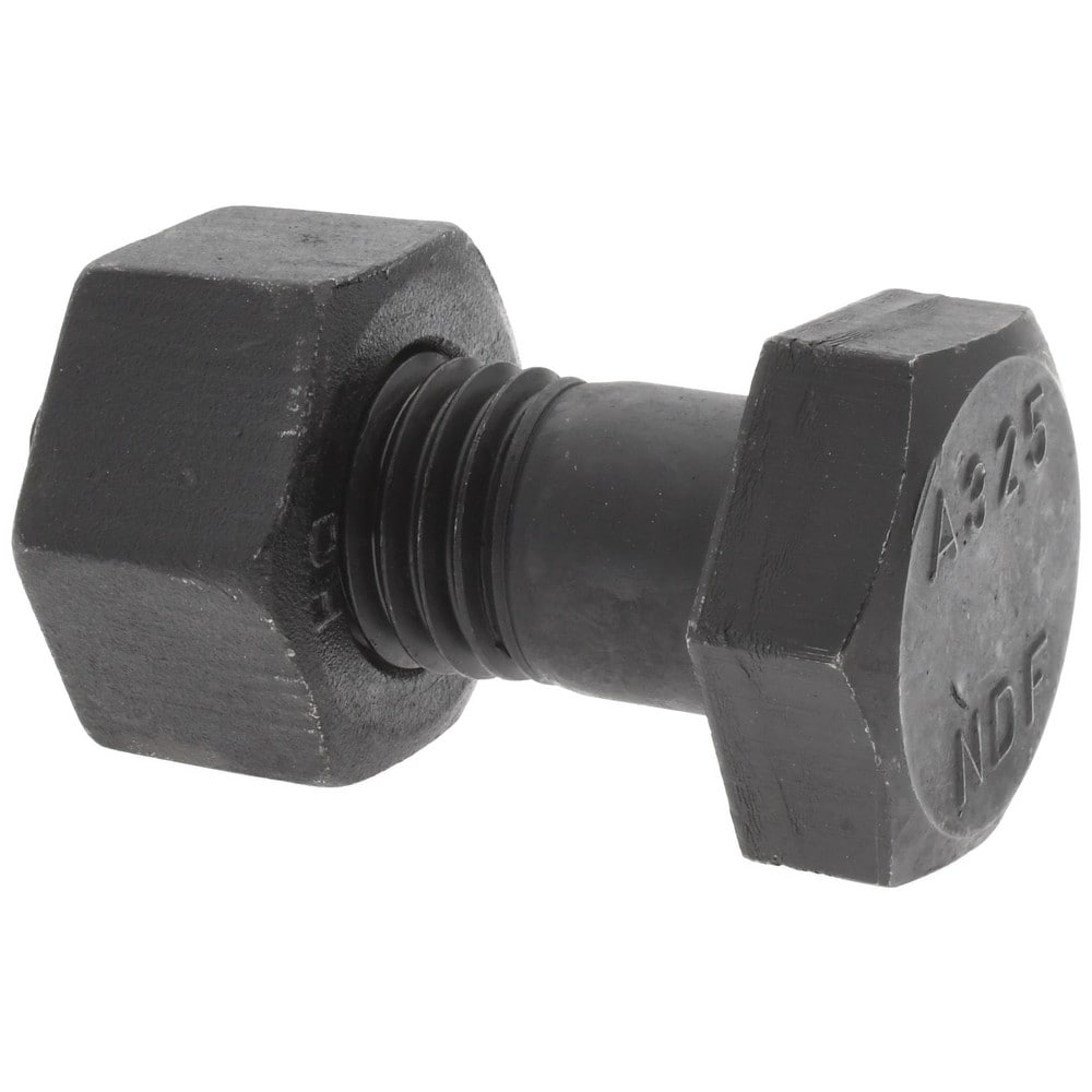 Hex Head Bolt: 7/8-9, 2-1/4" Length Under Head, Steel, Grade A325