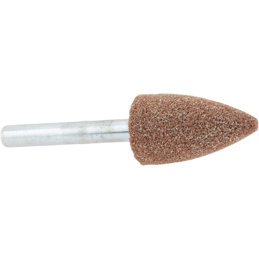 Mounted Point: 1-1/4" Thick, 1/4" Shank Dia, A12, 60 Grit, Medium