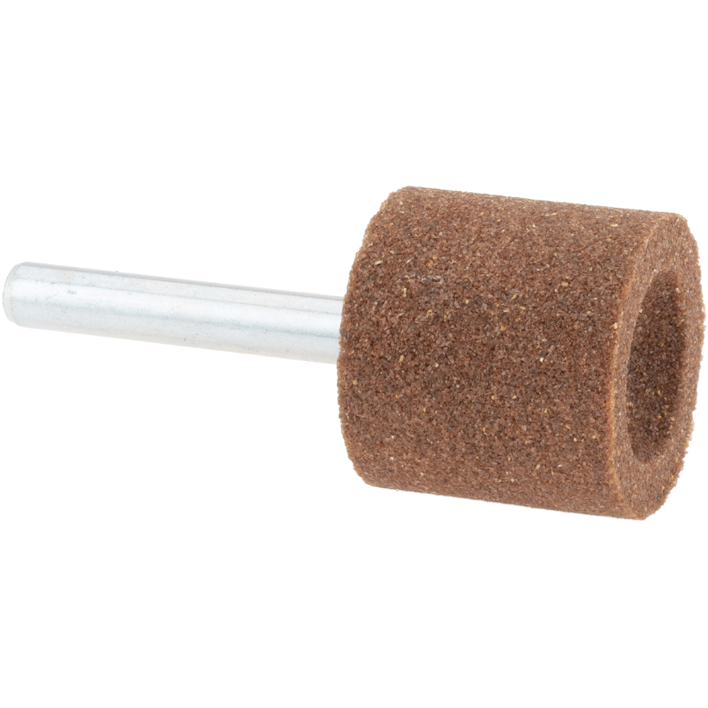 Mounted Point: 1" Thick, 1/4" Shank Dia, A38, 60 Grit, Medium