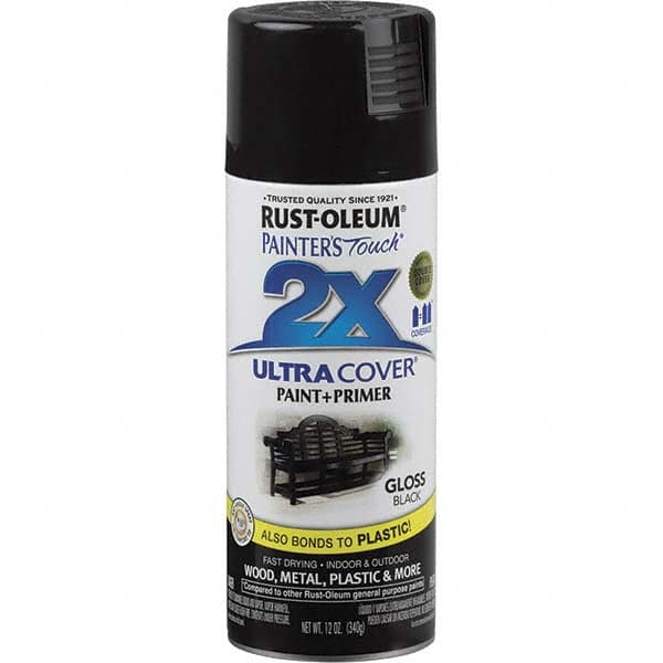 Rust-Oleum 249122 Enamel Spray Paint: Black, Gloss, 12 oz 
