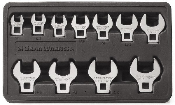 GEARWRENCH 81908 11 Piece Open End Crowfoot Wrench Set 