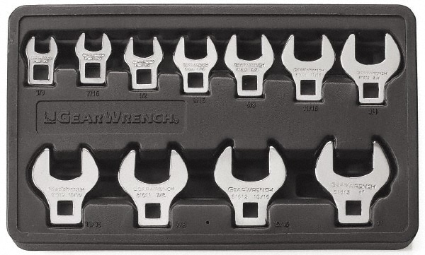 GEARWRENCH 81908 11 Piece Open End Crowfoot Wrench Set Image