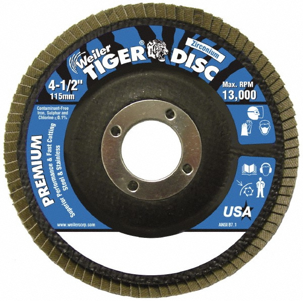 WEILER WEI-31357 5" Wolverine Abrasive Flap Disc, Angled, Phenolic Backing, 60Z, 7/8" Hole - View #14