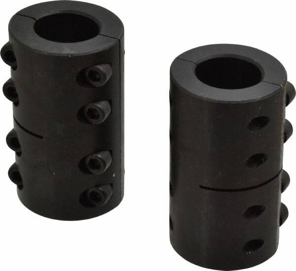 Black Oxide Plating Clamping Coupling 1 3/8 inch X 1 inch bore 2 1/2 inch OD 3 5/8 inch length 5/16-24 x 1 Clamp Screw Climax Part 2ISCC-137-100 Mild Steel 
