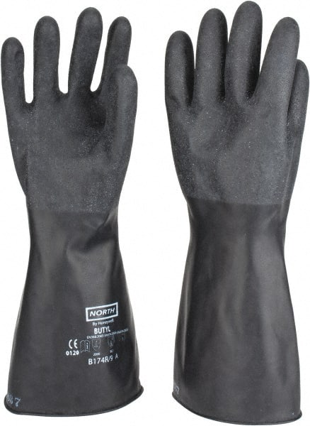 Chemical Resistant Gloves: Size Large, 17.00 Thick, Butyl, Unsupported,