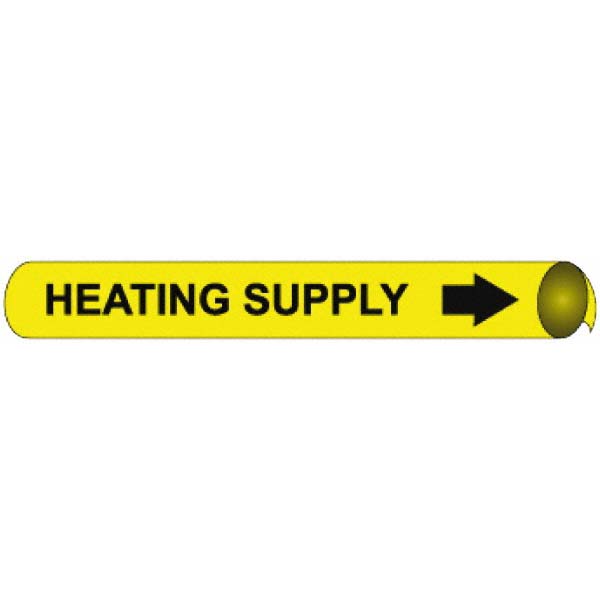NMC Pipe Marker with Heating Supply Legend and Arrow Graphic