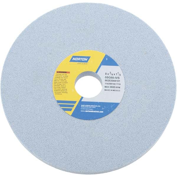 Norton 66253044101 Surface Grinding Wheel: 8" Dia, 3/4" Thick, 1-1/4" Hole, 60 Grit, I Hardness Image