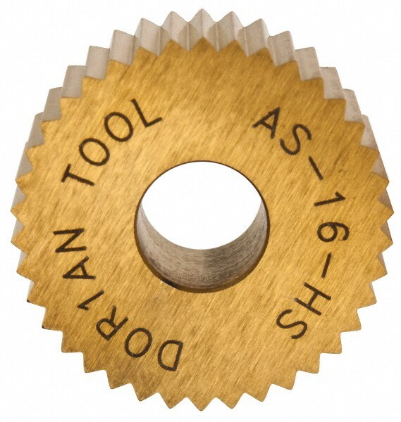 Standard Knurl Wheel: 3/4" Dia, 90 ° Tooth Angle, 16 TPI, Straight, High Speed Steel