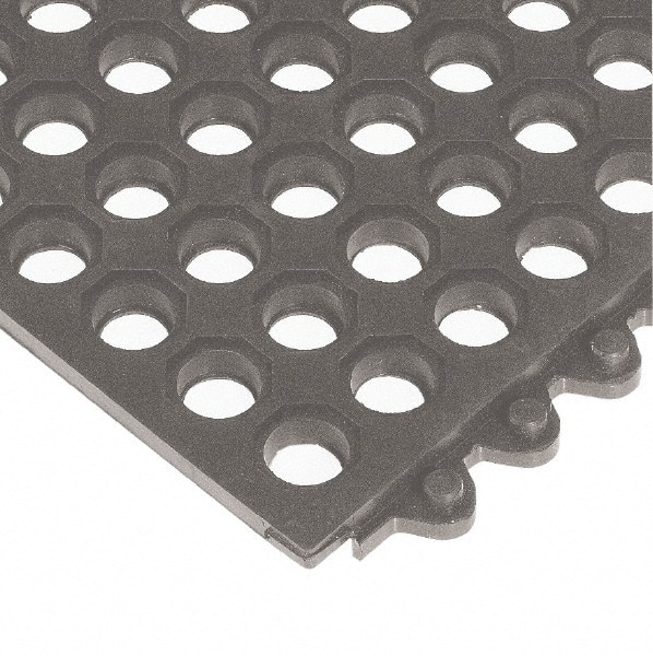 Wearwell 572.58X3X3CFRBK Anti-Fatigue Modular Tile Mat: Dry & Wet Environment, 3" Length, 36" Wide, 5/8" Thick, Black 