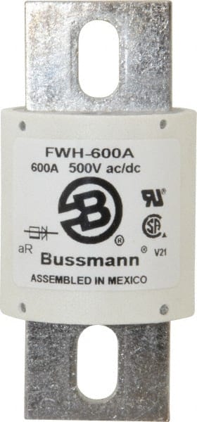Cooper Bussmann FWH-600A Cartridge Fast-Acting Fuse: 600 A, 4-15/32" OAL, 2" Dia 