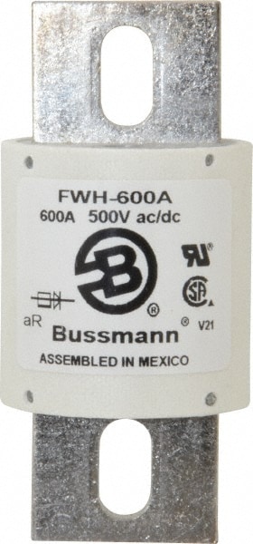 Cooper Bussmann FWH-600A Cartridge Fast-Acting Fuse: 600 A, 4-15/32" OAL, 2" Dia Image