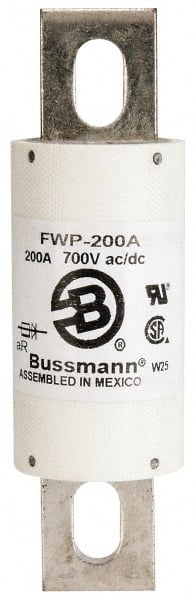 Cooper Bussmann FWP-200A Cartridge Fast-Acting Fuse: 200 A, 5-3/32" OAL, 1-1/2" Dia 