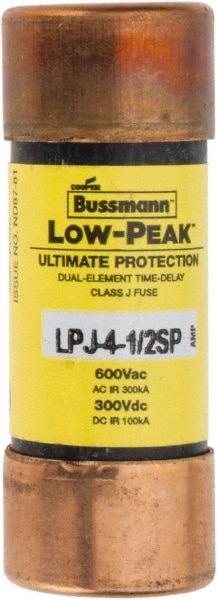 Cooper Bussmann LPJ-4-1/2SP Cartridge Time Delay Fuse: J, 4.5 A, 20.6 mm Dia Image