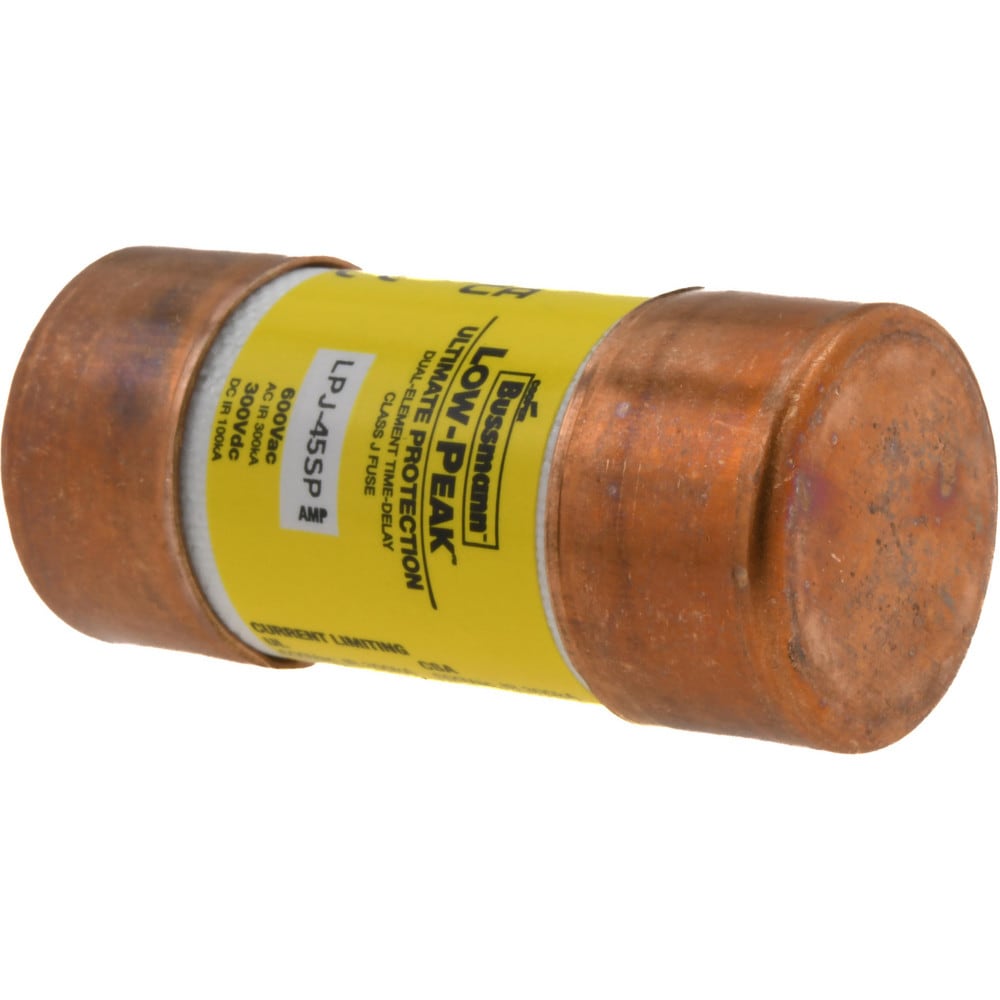 Cartridge Time Delay Fuse: J, 45 A, 27 mm Dia - 100 kA at DC & 300 kA at AC (RMS) | 10-Pack | Part # - Cooper Bussmann LPJ-45SP