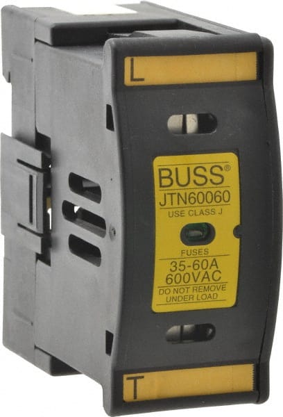 Cooper Bussmann JTN60060 1 Pole, 600 VAC/VDC, 60 Amp, DIN Rail Mount Fuse Holder 
