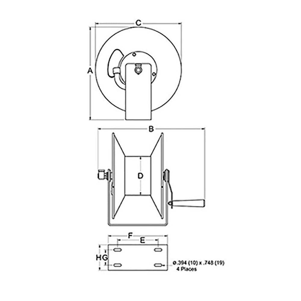 Reelcraft Hand Crank Hose Reel, 3/8 Diameter 100 ft. Hose Length