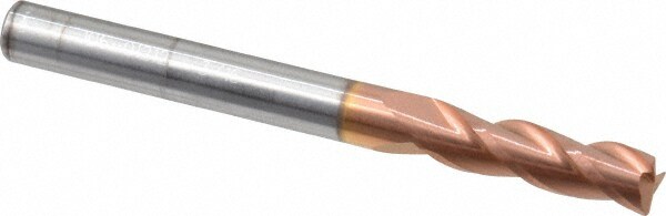 Corner Radius End Mill: 3/16" Dia, 5/8" LOC, 0.01" Radius, 3 Flutes, Solid Carbide