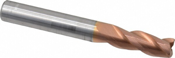 Corner Radius End Mill: 5/16" Dia, 3/4" LOC, 0.02" Radius, 3 Flutes, Solid Carbide