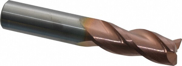 Corner Radius End Mill: 1/2" Dia, 1-1/4" LOC, 0.02" Radius, 3 Flutes, Solid Carbide