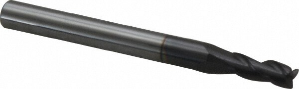 Corner Radius End Mill: 0.1563" Dia, 3/8" LOC, 0.01" Radius, 3 Flutes, Solid Carbide