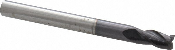 Corner Radius End Mill: 3/16" Dia, 3/8" LOC, 0.01" Radius, 3 Flutes, Solid Carbide