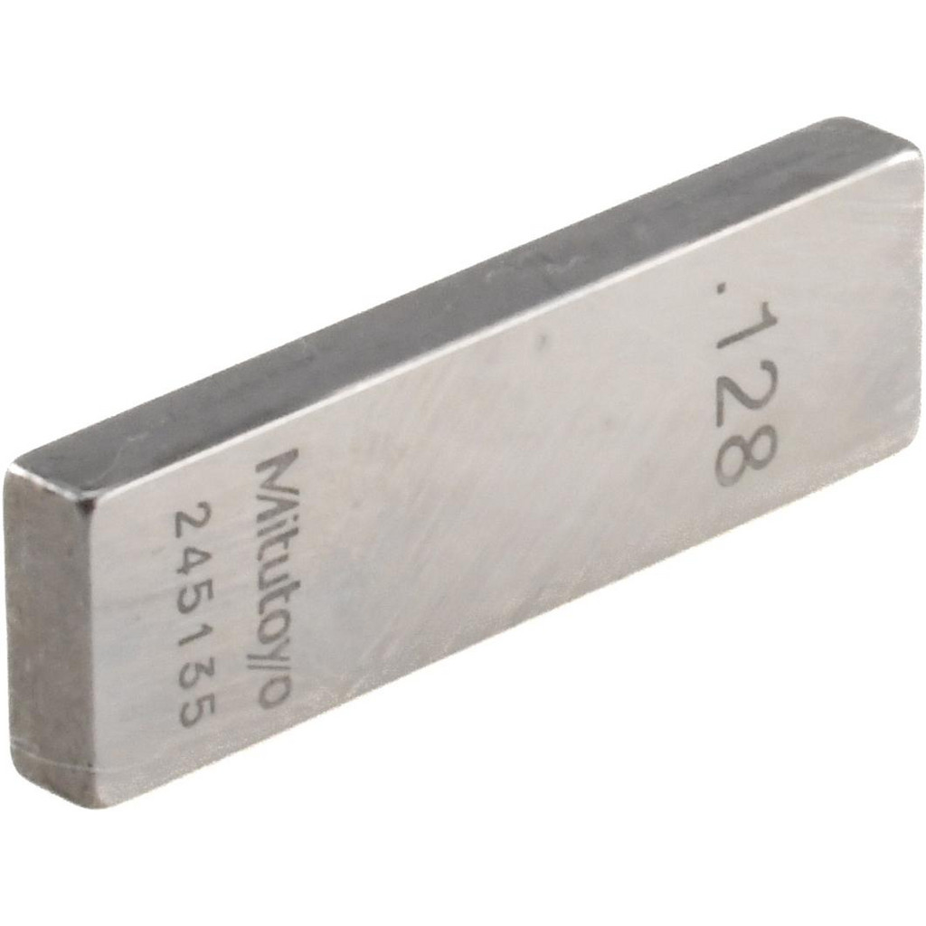 Mitutoyo Rectangle Steel Gage Block: 0.128", Grade 0 - Accuracy Grade 0, Includes Certificate of Inspection | Part #611168-531