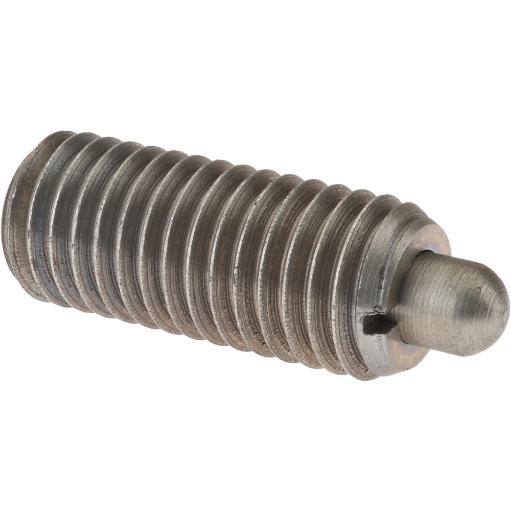 Threaded Spring Plunger: 5/8-11, 1-1/2" Thread Length, 0.31" Dia, 5/16" Projection